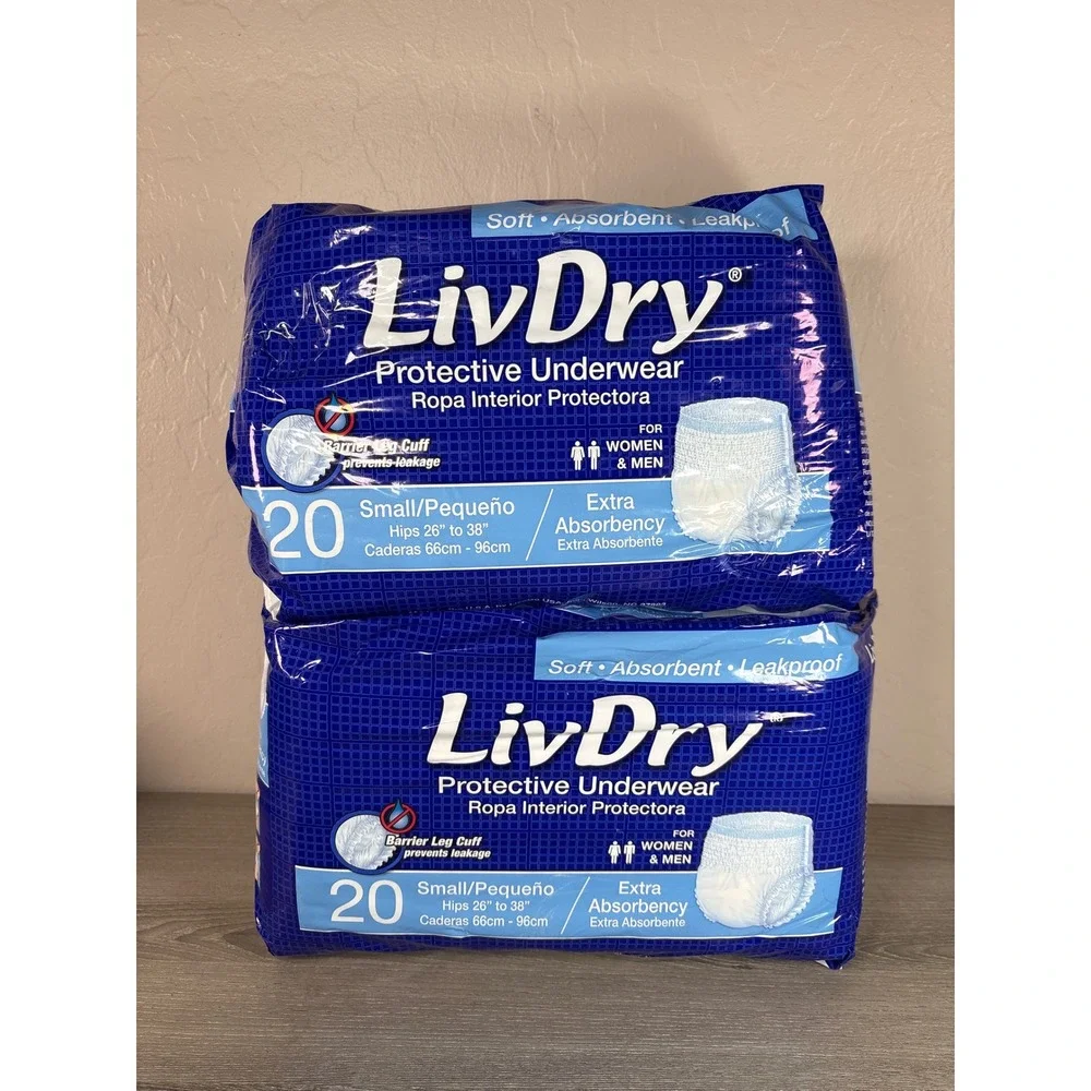 LivDry Protective Underwear Extra Absorbency Small 35 Count **READ**